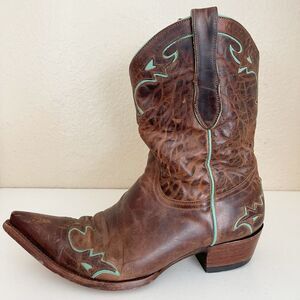 Old Gringo Women’s All leather Western Cowgirl Boots brown with turquoise   10